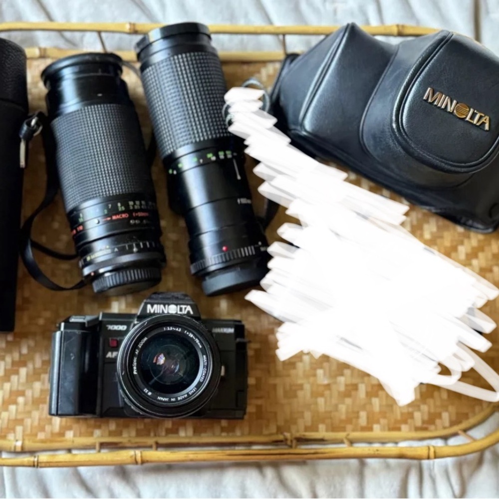 Minolta Camera Lot 2 Lenses Cases Straps Maxxum 7000 70 Vintage Untested